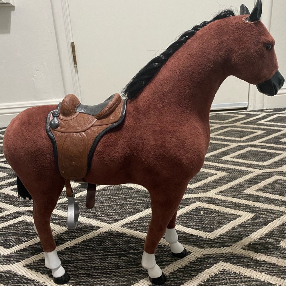 American girl doll play horse with saddle